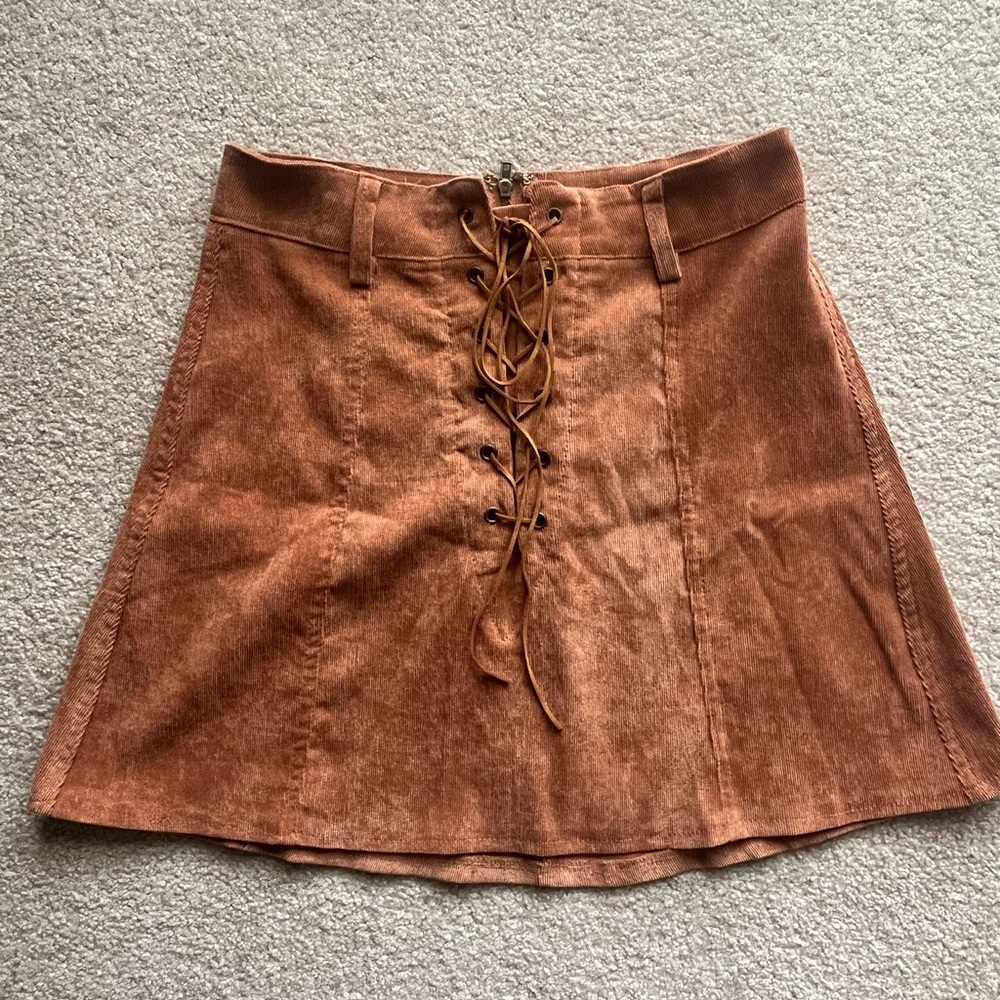 Showpo Tan Corduroy Mini Skirt